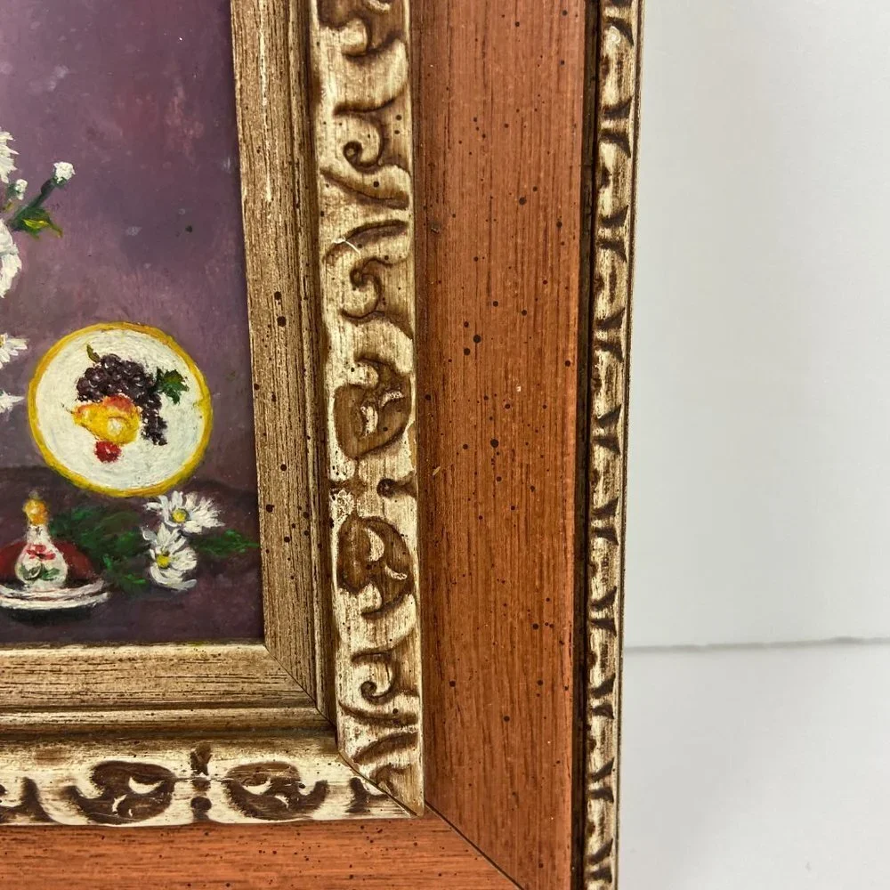 Original Painting Bouquet of flowers Wooden frame